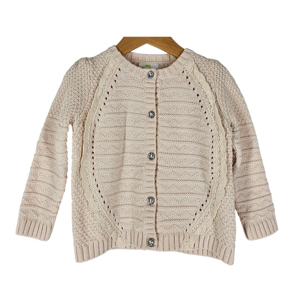 EMMA’S GARDEN LIGHT BEIGE BABY CABLE KNIT COZY SWEATER – SIZE 24 MONTHS